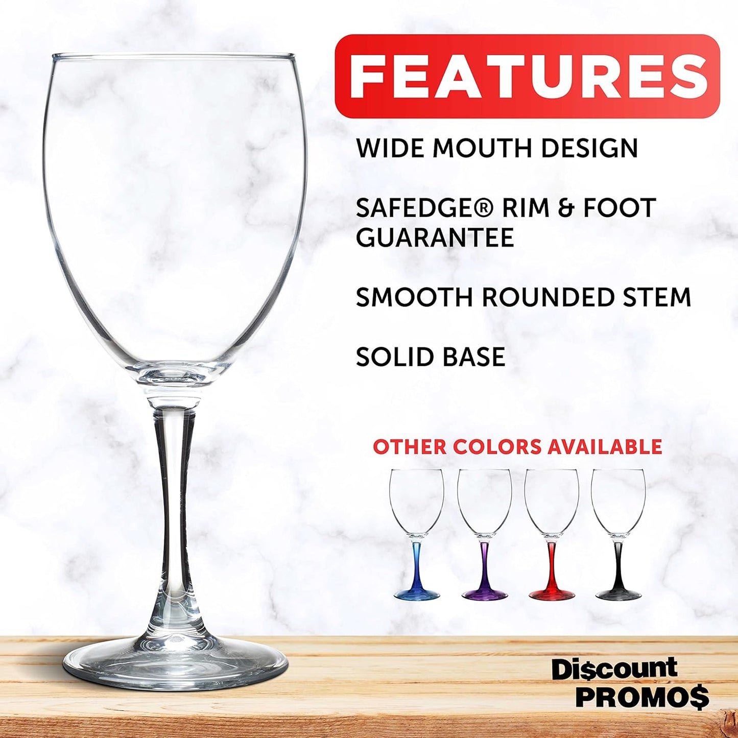 DISCOUNT PROMOS Nuance Wine Glasses by ARC 10.5 oz. Set of 10, Bulk Pack - Restaurant Glassware, Perfect for Red Wine, White Wine, Cocktails - Clear