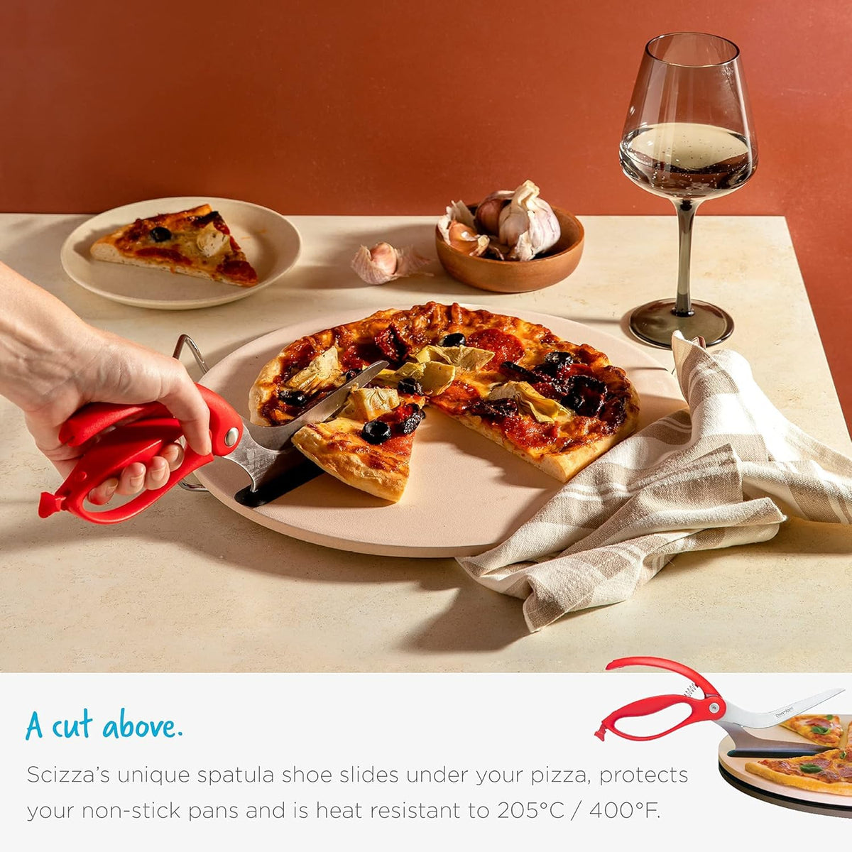Dreamfarm Scizza 2-In-1 Easy Ergonomic Pizza Scissors with Stainless S ...