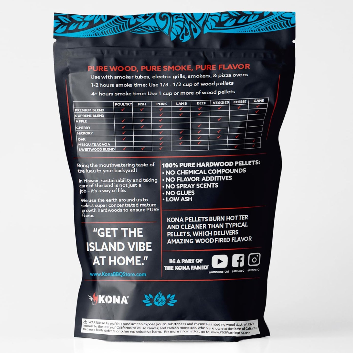 Kona Sweetwood Blend Wood Pellets - Concentrated, Pure, Old Growth Hardwood Grilling Pellets - for BBQ, Smoker Tubes, Grills - 8 lbs Sweet Thin Blue Smoke