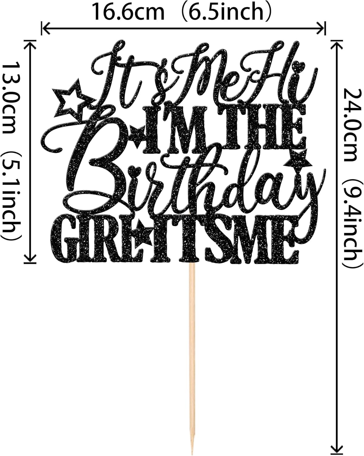 1 PCS It's Me Hi I'm the Birthday Girl It's Me Cake Topper Glitter Go Shawty It's Your Birthday Cake Pick for Funny Hot Pop Music Singer Theme Girls Birthday Party Cake Decorations Supplies Black