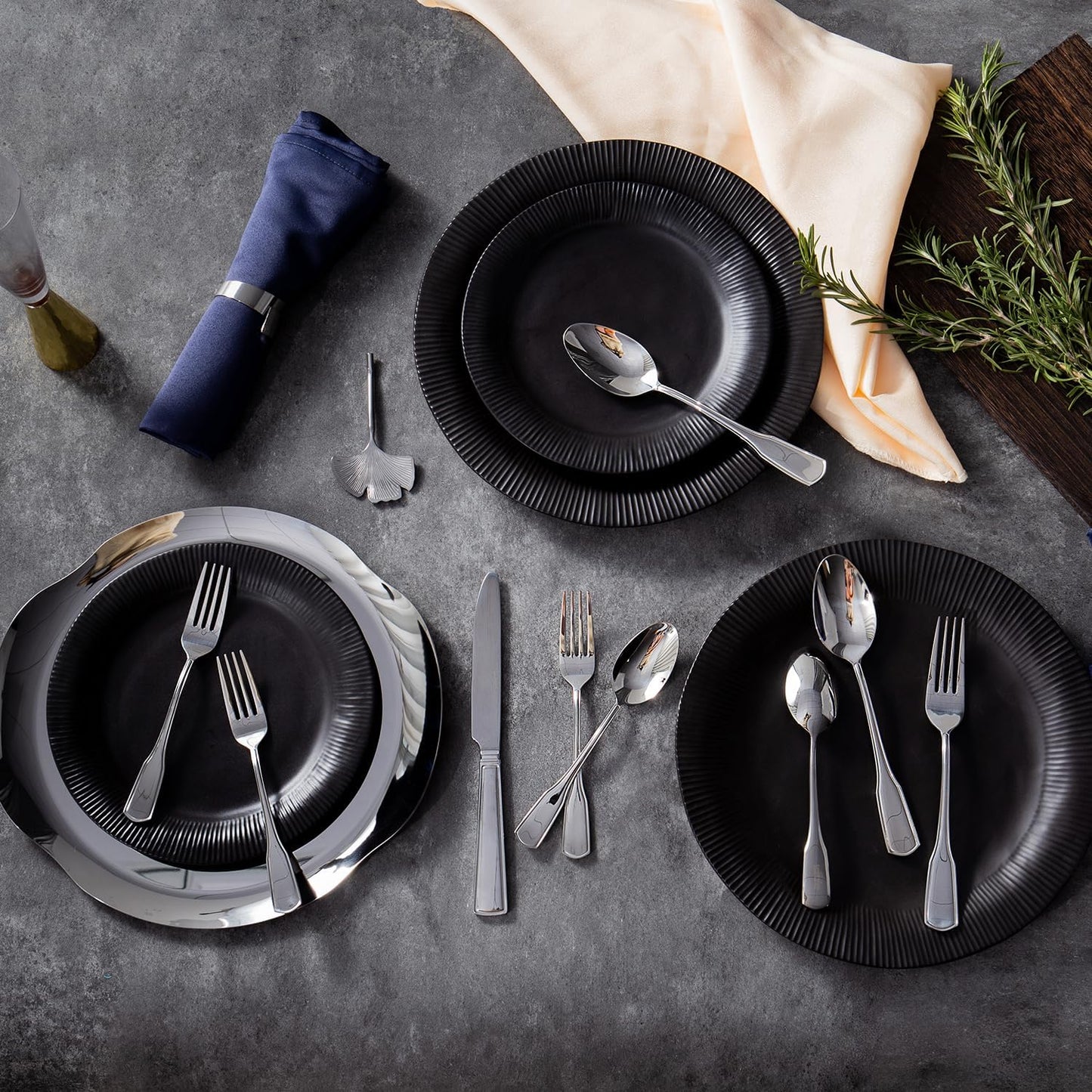 KINGSTONE 40-Piece Silverware Set, 18/10 Stainless Steel Flatware Set for 8, Tableware Cutlery Set, Utensil Sets for Home Restaurant, Mirror Finish, Dishwasher Safe