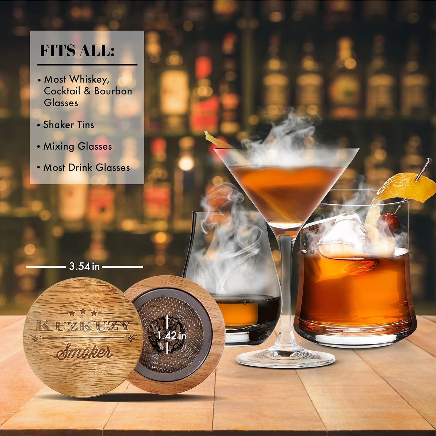 Cocktail Smoker Kit with Torch – 6 Flavors Wood Chips – Bourbon, Whiskey Smoker Infuser Kit, Old Fashioned Drink Smoker Kit, Birthday Bourbon Whiskey Gifts for Men, Dad, Husband (Without Butane)