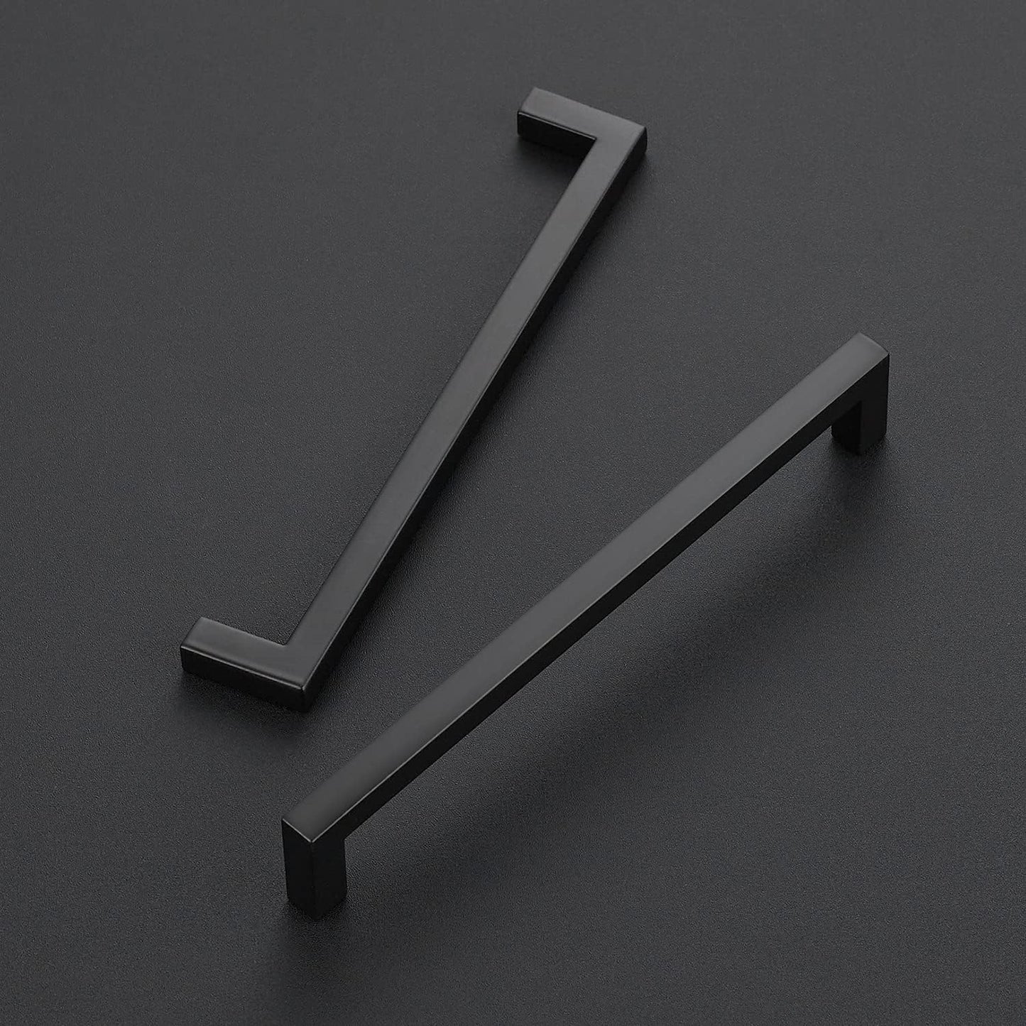 Ravinte 20 Pack Solid 6-1/4 Inch Center to Center Slim Square Bar Drawer Handles - Cabinet Hardware Pulls in Matte Black for Kitchen