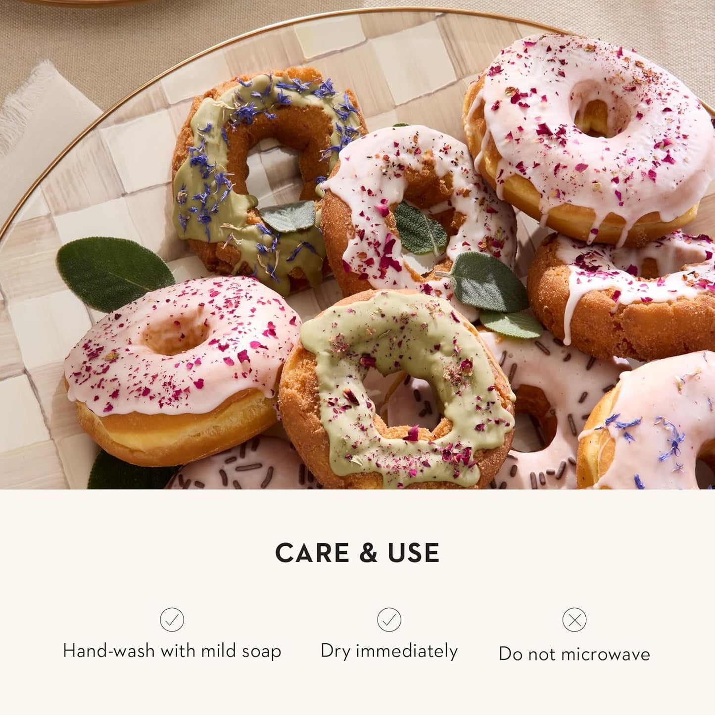 MACKENZIE-CHILDS Enamel Serving Platter, Decorative Serving Platter for Food, 16 Inches, Brown-and-White Mocha Check