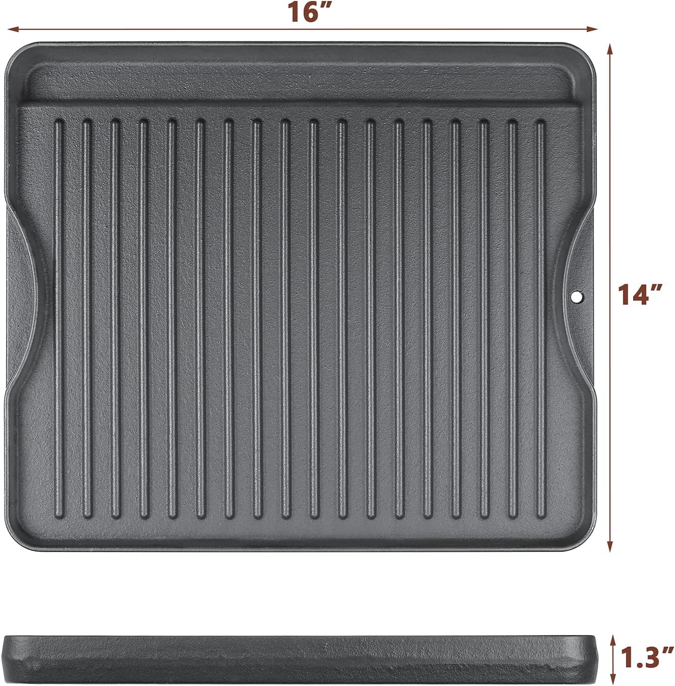 Cast Iron Griddle for Camp Chef, Reversible Griddle for Outdoor Cooking 14" x 16" for Camp Chef 2 Burner Stove Explorer 2-Burner, 3-Burner, 2X, 3X, Single Burner Stove