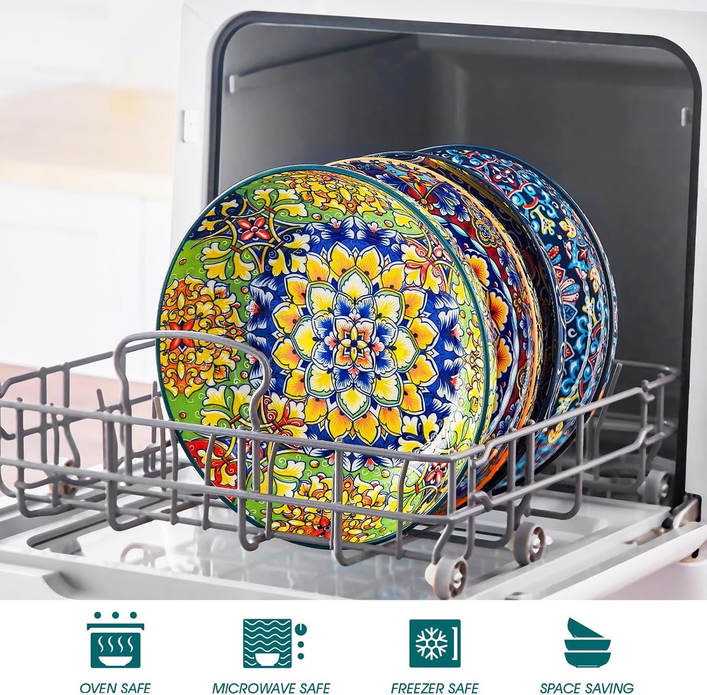 vancasso Pasta Bowls, 42 oz Ceramic Salad Bowls of 4,Large Corlorful Serving Bowls for Kitchen, Dishwasher & Microwave Safe Soup Bowls, Pasta Plates