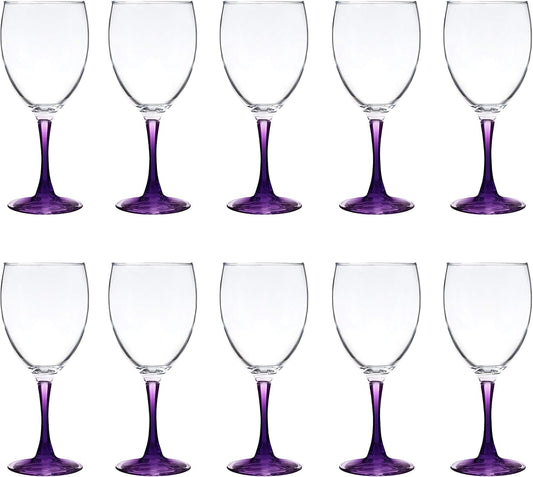 DISCOUNT PROMOS Nuance Wine Glasses by ARC 10.5 oz. Set of 10, Bulk Pack - Restaurant Glassware, Perfect for Red Wine, White Wine, Cocktails - Purple