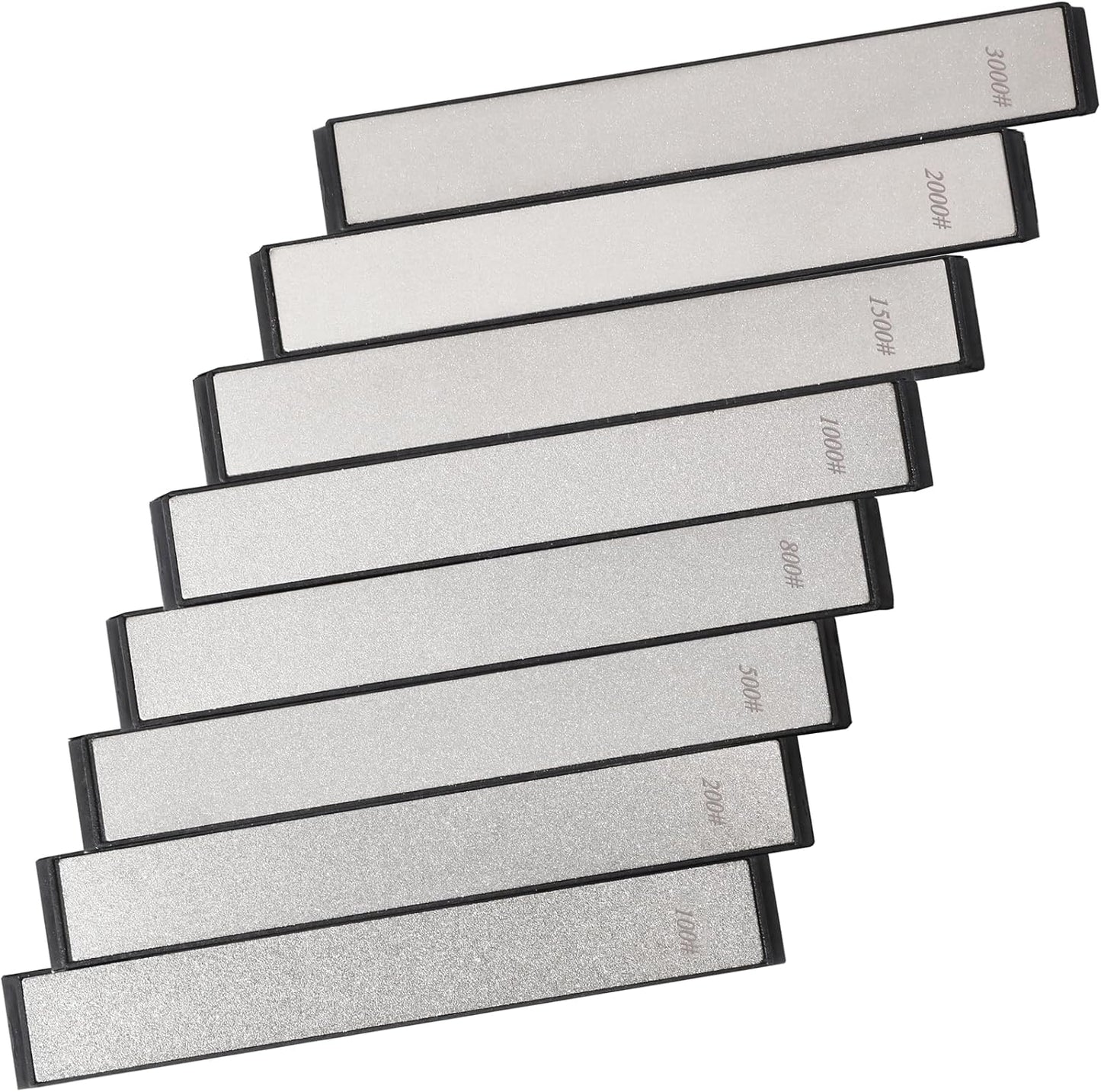 RUIXIN PRO 8 Pcs Diamond Knife Sharpening Stones for RUIXIN PRO RX-008 RX-009 Knife Sharpener Fixed-Angle Kit, Professional Whetstone Set With Base: 100/200/500/800/1000/1500/2000/3000 Grit