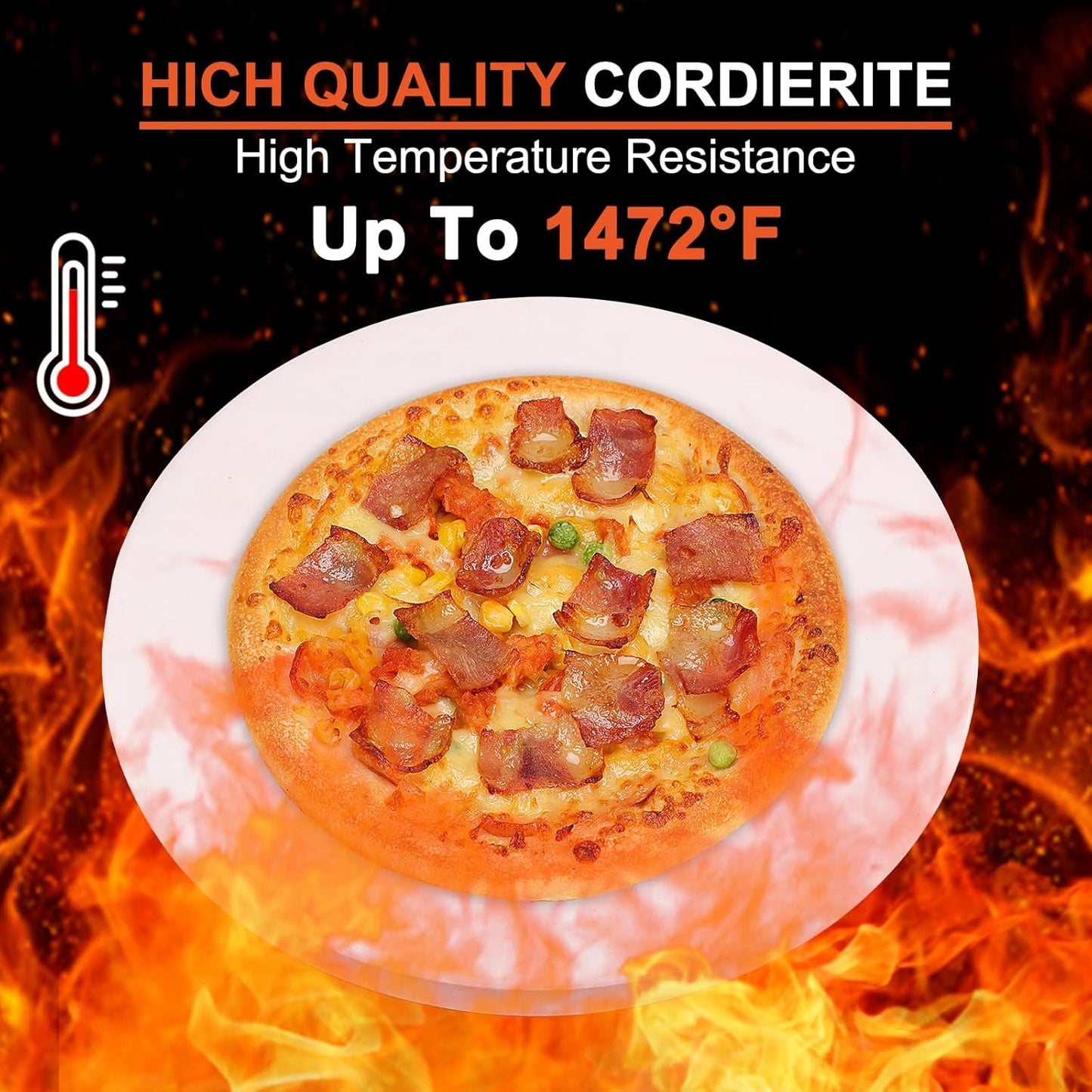 16 inch Round Cordierite Pizza Stone for Oven, Grill & BBQ – Bake Crispy Pizza, Bread & Pies, Ideal for Backyard Pizza Parties, Includes Scra