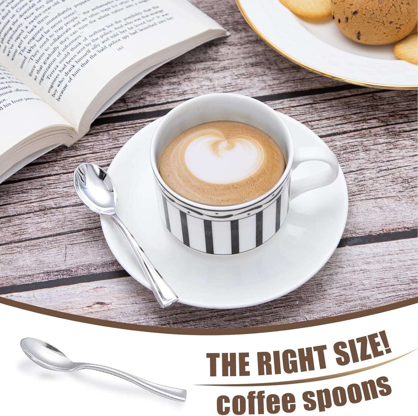 WDF 300 Pieces Plastic Silver Mini Spoons - 4 Inches Silver Plastic Tasting Spoons for Desserts, Heavy Duty Disposable Spoons Perfect for Coffee, Cake, Desserts, Appetizers for Wedding/Party