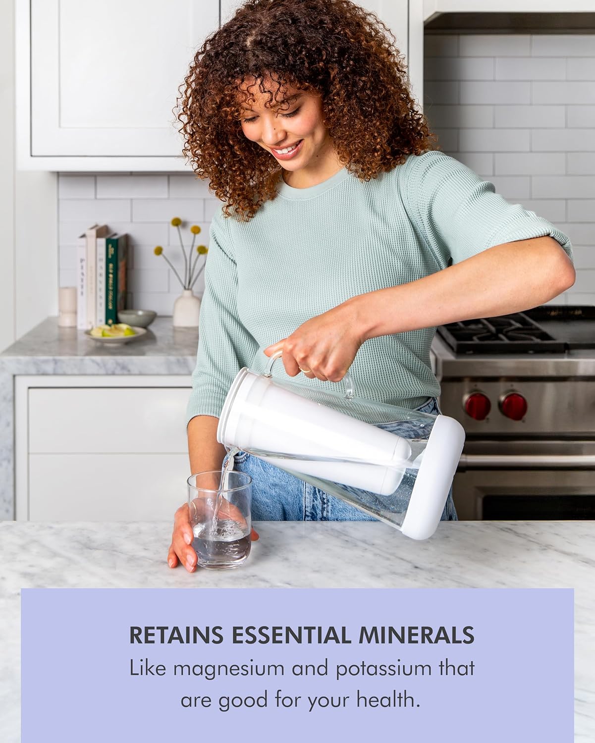 LifeStraw Home Water Pitcher, 7-Cup, White, Glass with Silicone Base, White, for Everyday Protection Against Bacteria, Parasites, Microplastics, Lead, Mercury, PFAS and a Variety of Chemicals