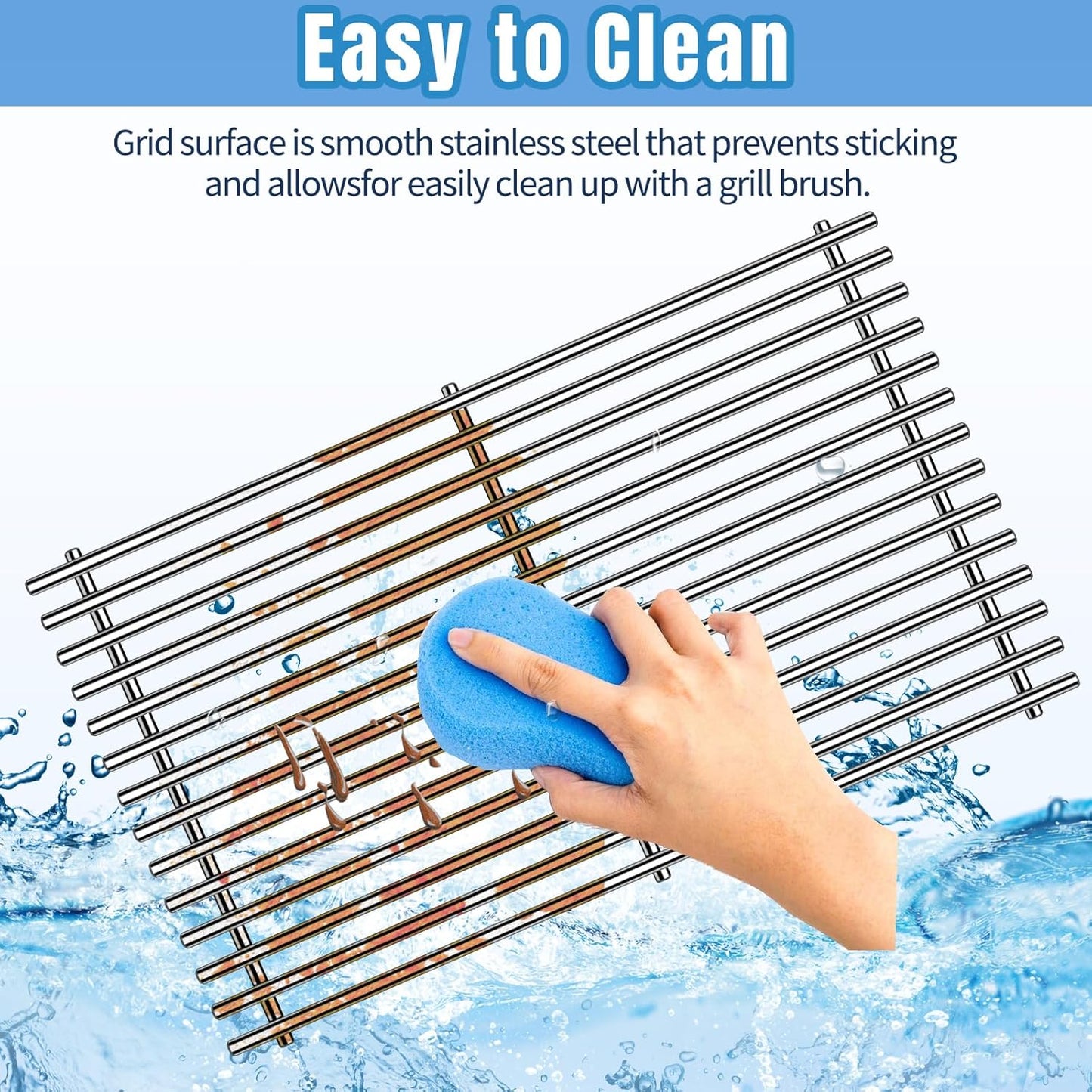 18.7" SUS304 9MM Cooking Grates for Weber Genesis II 400 and Genesis II LX 400, Genesis II/LX E410 E415 E435 E440 S410 S415 S435 S440 Series Grills, 3 Packs Grill Grate Parts for Weber 66089