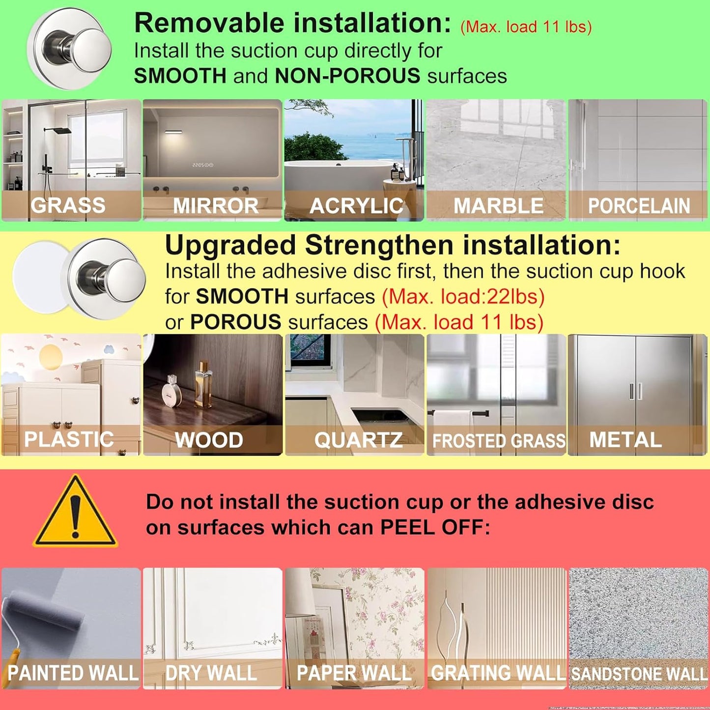 ZESLMG Suction Cup Hooks for Shower Wall, Door Wreaths, Removable Inside Shower Towel Hooks for Bathroom Window Glass Kitchen- Bath Robe Loofah Suction Hooks for Hanging More Surfaces (Nickel, 4 Pack)