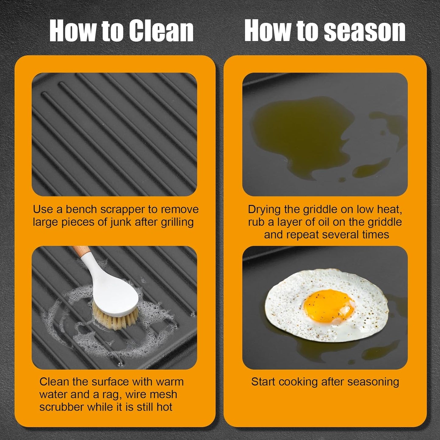 AJinTeby 2-in-1 Reversible 16” x 24” Pre-Seasoned Cast Iron Cooking Griddle for Gas Stove/Charcoal/Electric/Propane/Gas Grill, Flat Griddle Top Plate for Camping Tailgating