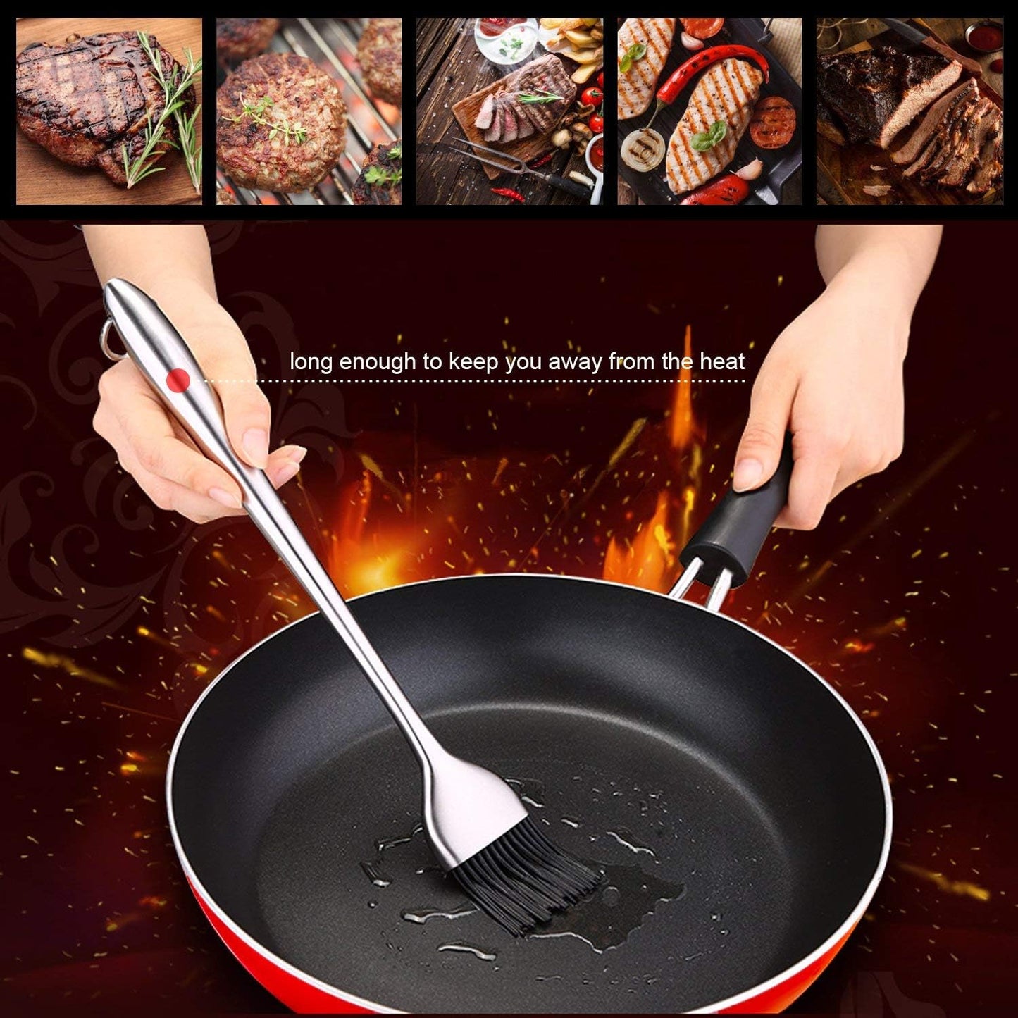 Kaycrown Stainless Steel Turkey Baster with BBQ/Grill Basting Brush, Commerical Grade Quality Silicone Bulb Including Flavor Needle and Cleaning Brush for Easy Clean Up