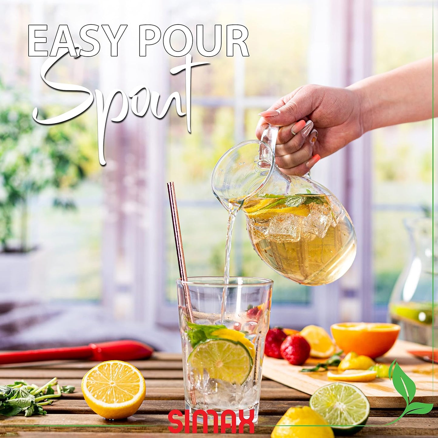 Simax Small 16 Ounce Borosilicate Glass Pitcher with Handle - Montessori Kids Pitcher with Spout for Orange Juice, Milk, Tea