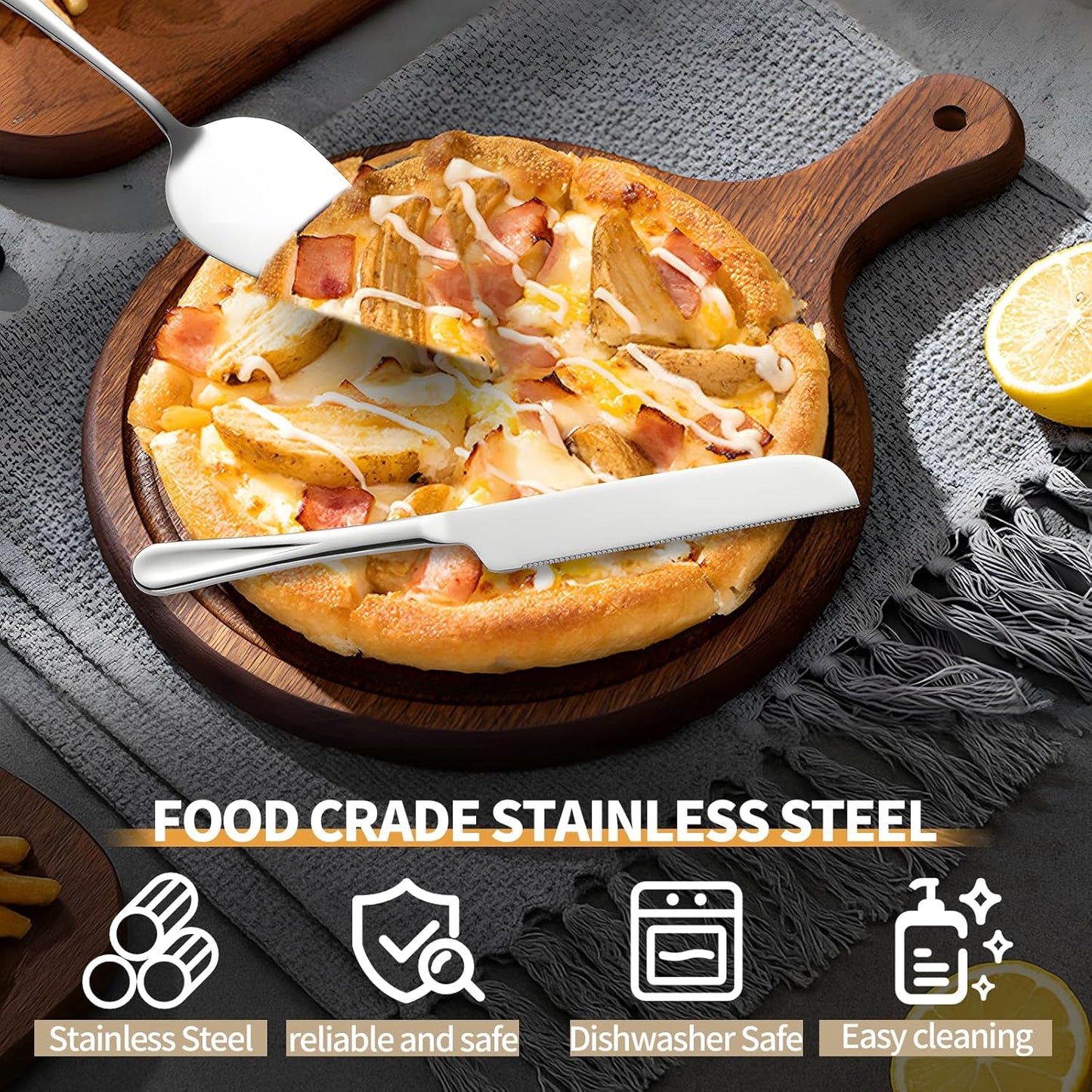 Silver Cake Cutting Set for Wedding, Premium Stainless Steel Cake Knife, Premium Cake Cutter set is Great for Birthdays, Anniversary Parties, and Christmas.Perfect for any celebration