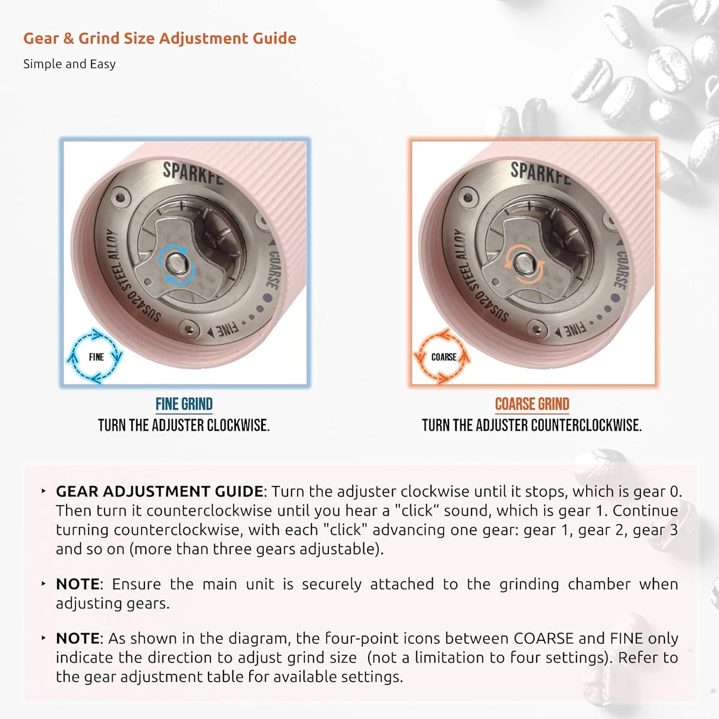 Portable Electric Coffee Grinder, Rechargeable Handheld Grinder with Stainless Steel Conical Burr, Adjustable Grind Settings, for Espresso, Moka, Pour Over, French Press, Cold Brew, Blushy