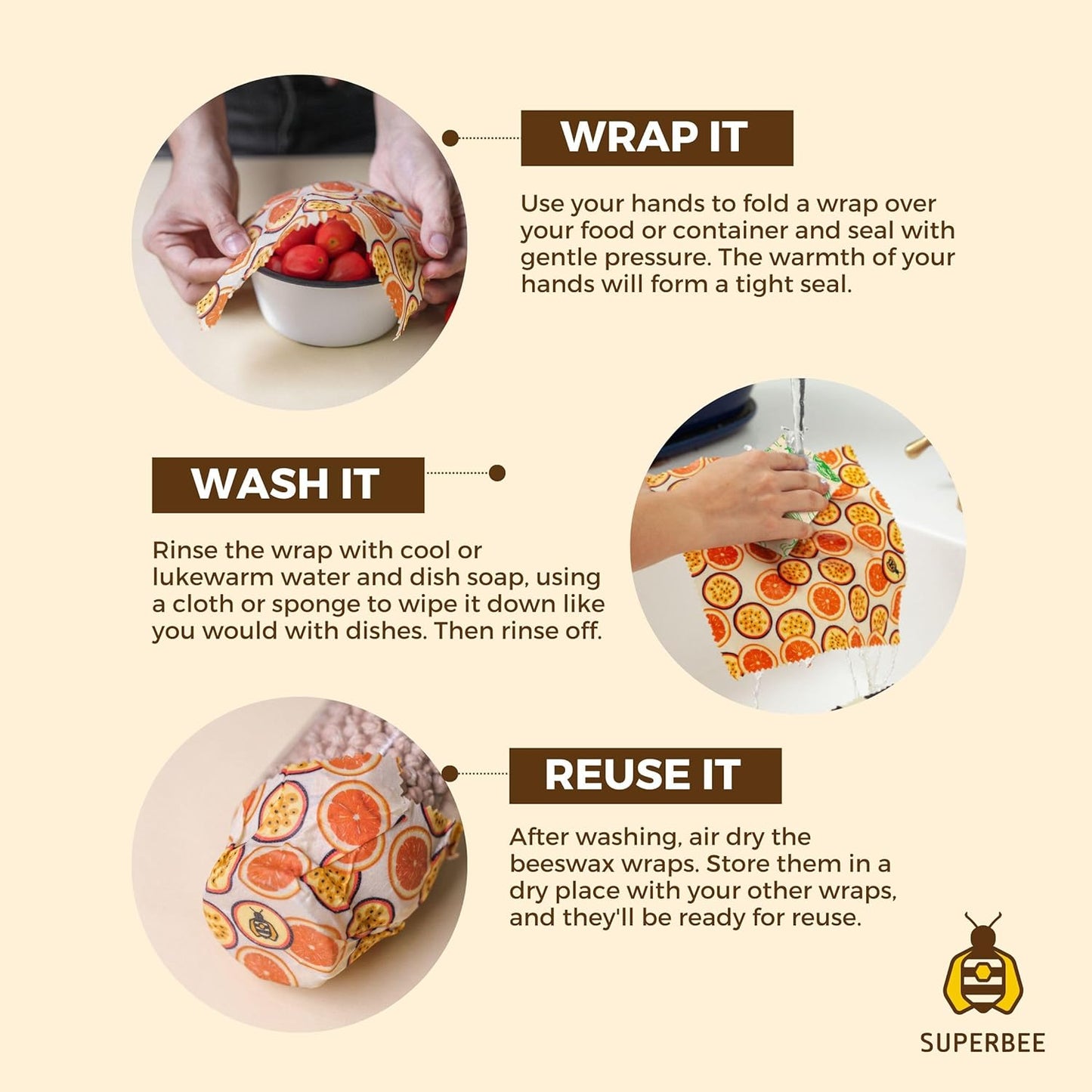 SUPERBEE Beeswax Wrap Roll XL, Reusable Beeswax Wrap for Food, Wrap Roll, Reusable Bees Wrap Paper for Wrapping Vegetables & Cheese, Bowl Covers and Sandwich Wrapping Paper, Hexagonia - 35x13"