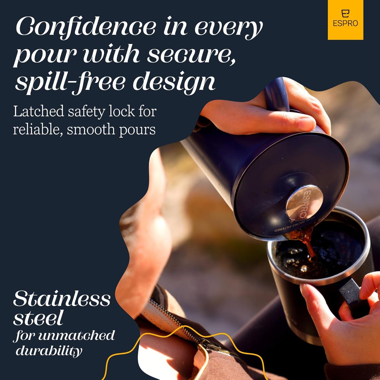 ESPRO P7 French Press Coffee Maker - Double-Walled Stainless Steel Insulated with Micro-Filter, 32 Ounces, Aegean Blue