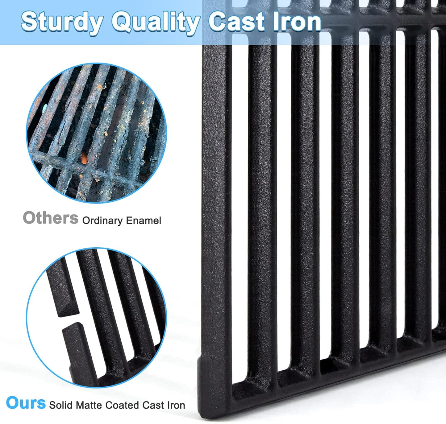 Adviace Grill Grates for Charbroil Performance 2 Burner 463673519 Replacement Parts, Cast Iron Cooking Grate for Char-Broil 463625217, 463625219, G470-0002-W1, G470-0003-W1, G321-0005-W1, G321-0006-W1