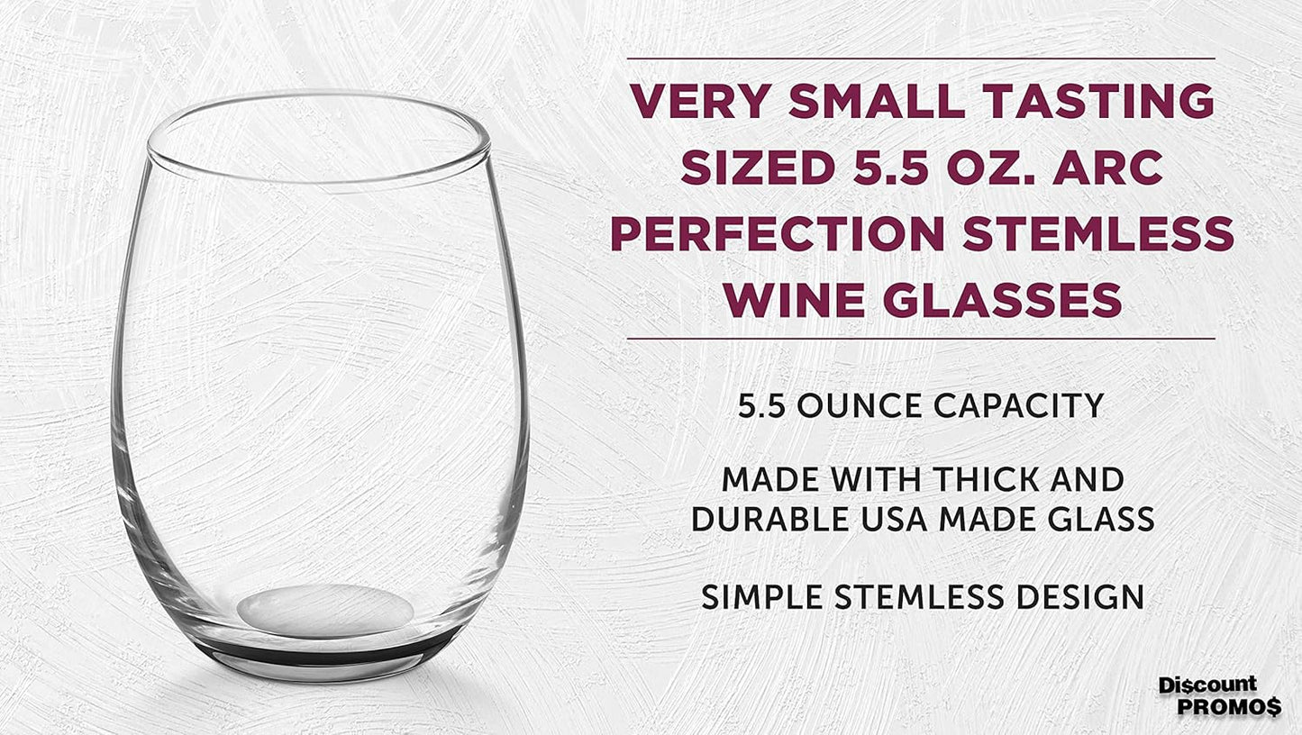 DISCOUNT PROMOS Stemless Wine Glasses by ARC 5.5 oz. Set of 12, Bulk Pack - Perfect for Hotel, Bar, Restaurant or Lounge - Black
