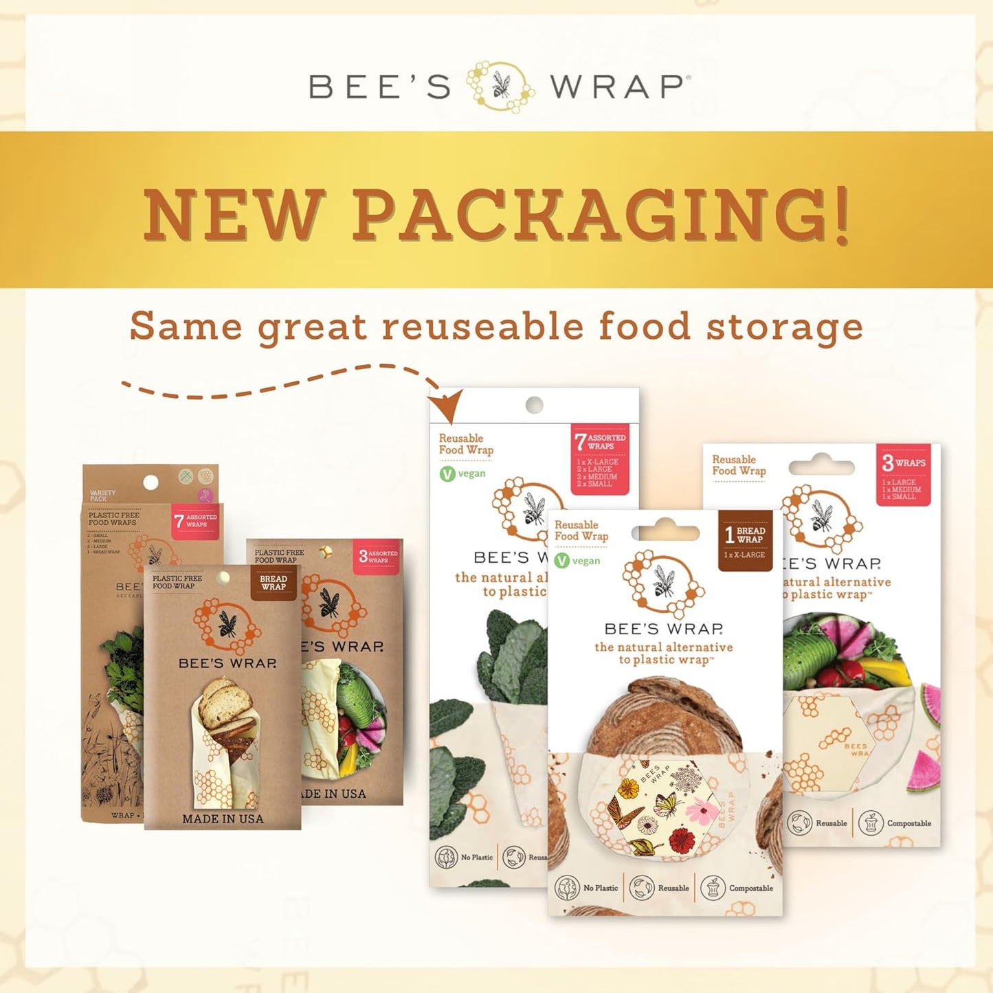 Bee's Wrap Beeswax Wraps for Food - Bees + Bears Bread Wrap - Made in USA Reusable Bread Storage Bags - Organic & Eco-Friendly Alternative to Aluminum Foil, Sourdough Bags & Plastic Wrap