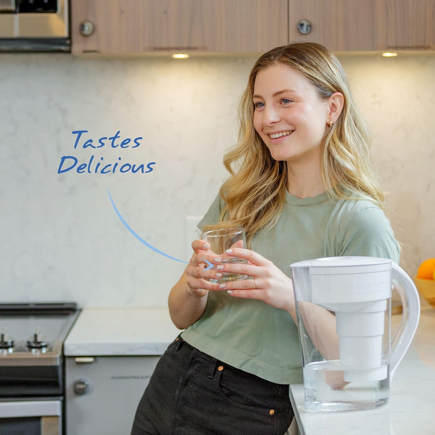 Santevia MINA Alkaline Pitcher | 9-Cup at Water Filter System That Adds Minerals and Makes Alkaline Water | Fluoride, Chlorine and Lead Water Filter | American Filtration Media