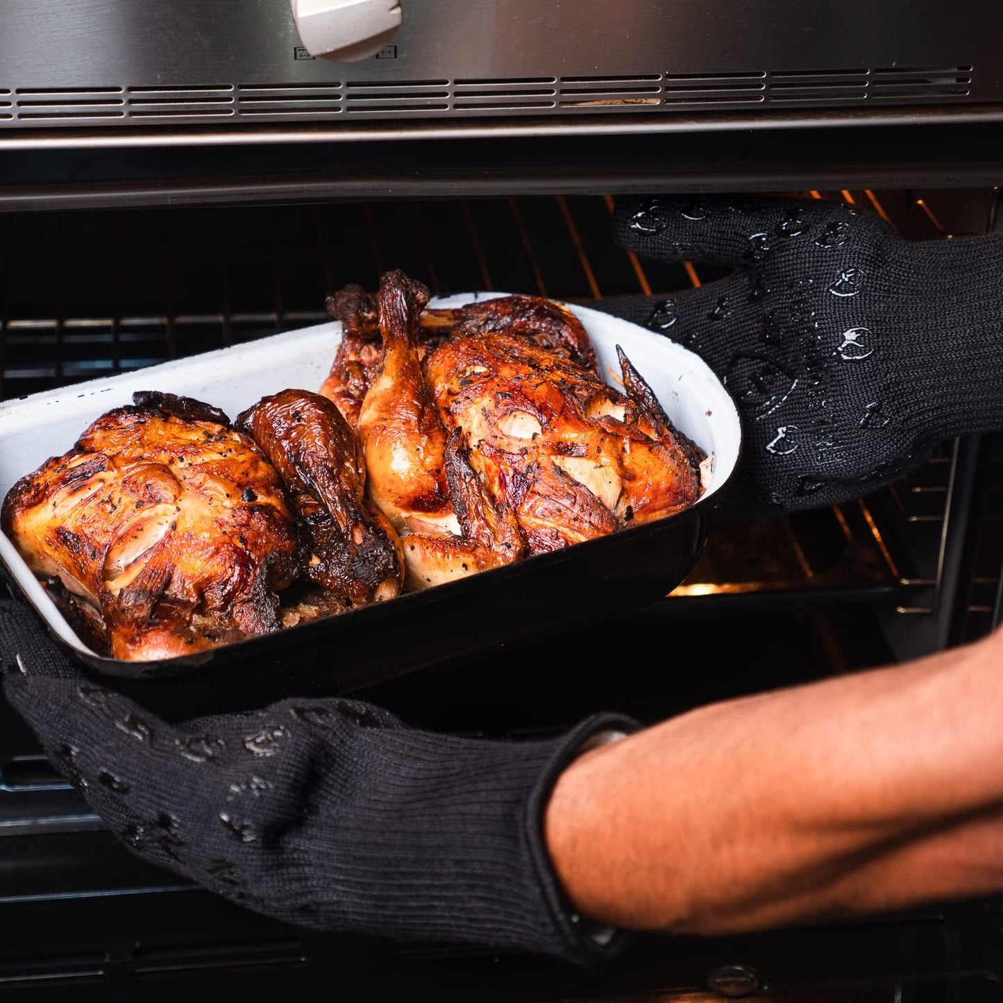 Grill Armor Oven Gloves 932°F Extreme Heat & Cut Resistant Oven Mitts with Fingers for BBQ, Cooking, Grilling, Baking – Accessory for Smoker, Cast Iron, Fire Pit, Camping, Fireplace and More