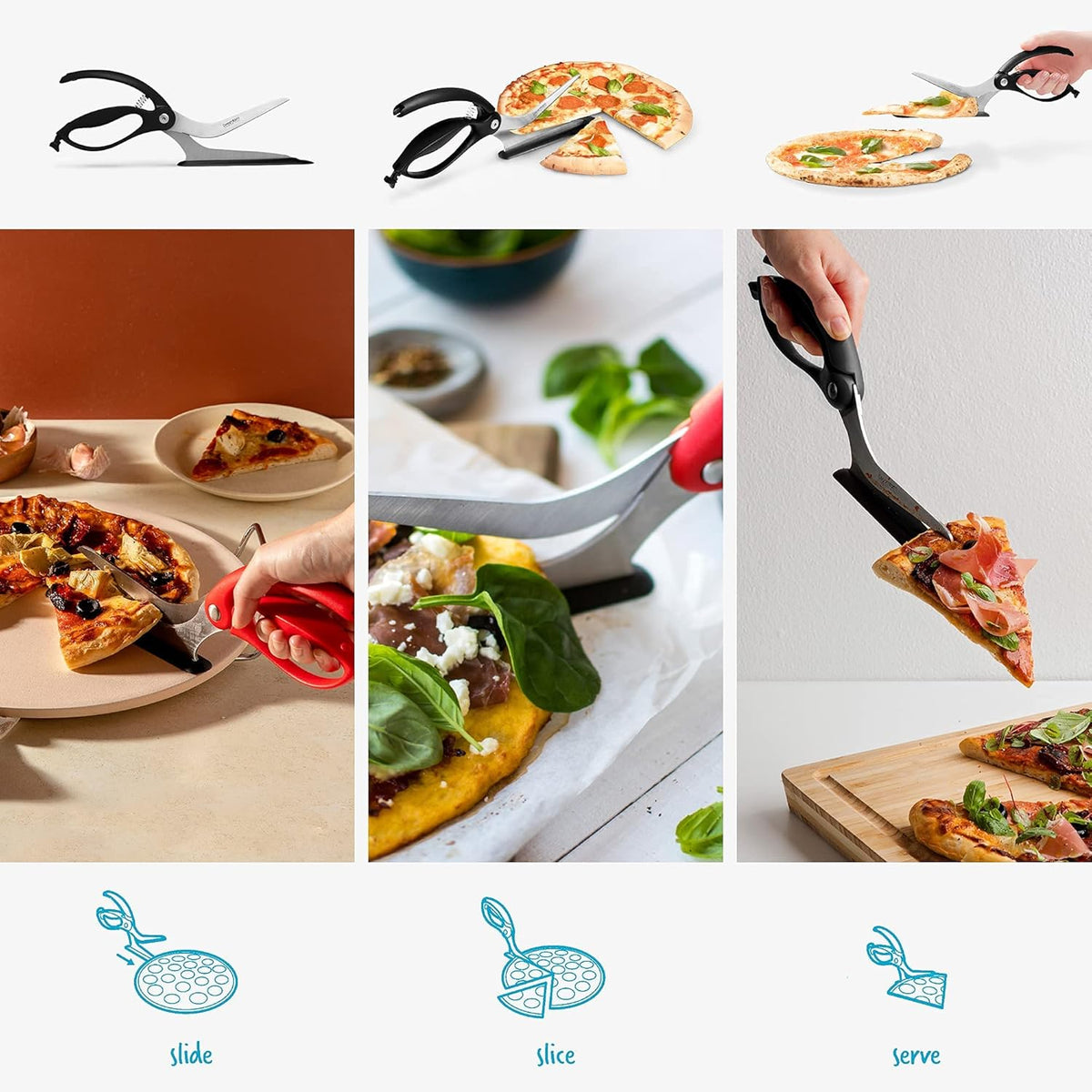 Dreamfarm Scizza 2-In-1 Easy Ergonomic Pizza Scissors with Stainless S ...