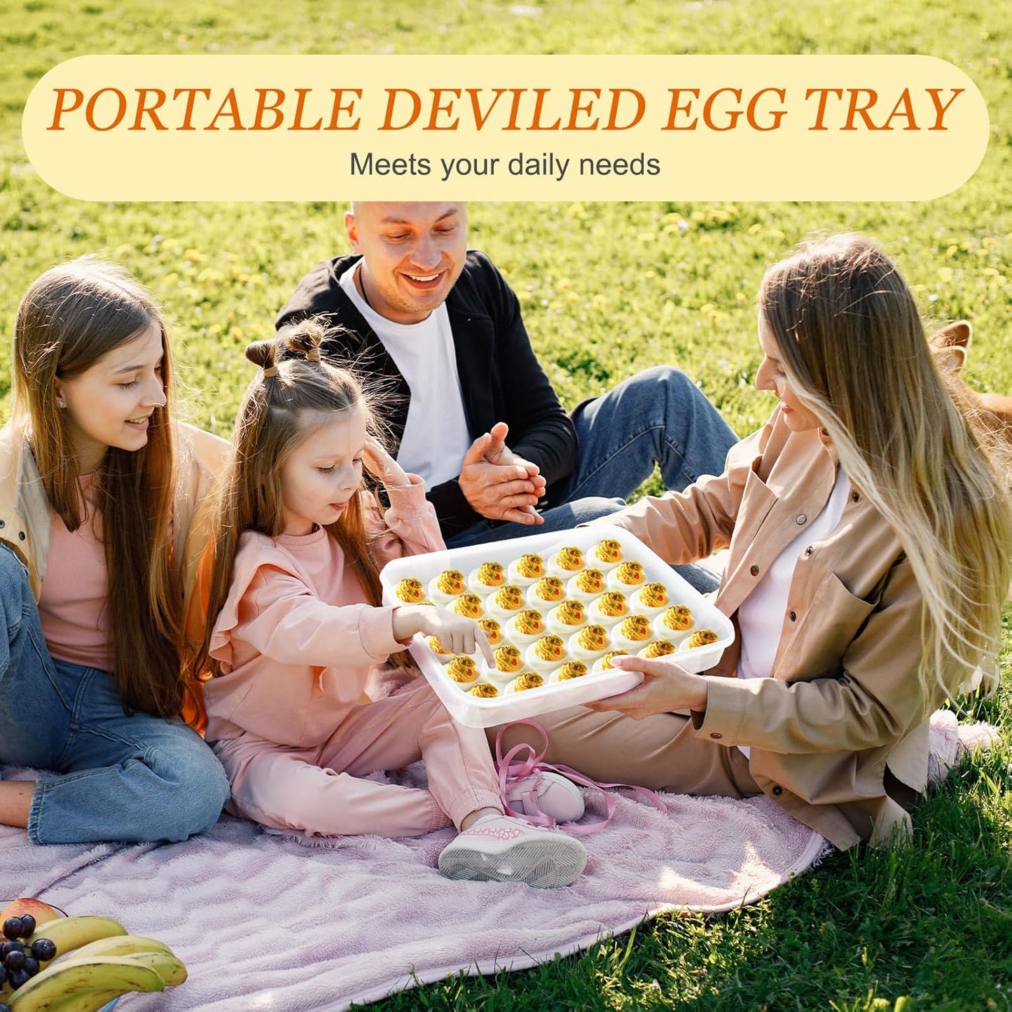 3 Pack 90-Count Deviled Egg Containers with Lid & 8 Pcs Deviled Egg Piping Tool, Transparent Deviled Egg Tray – Stackable Racks for Refrigerators, Suitable for Parties, Easter, Travel