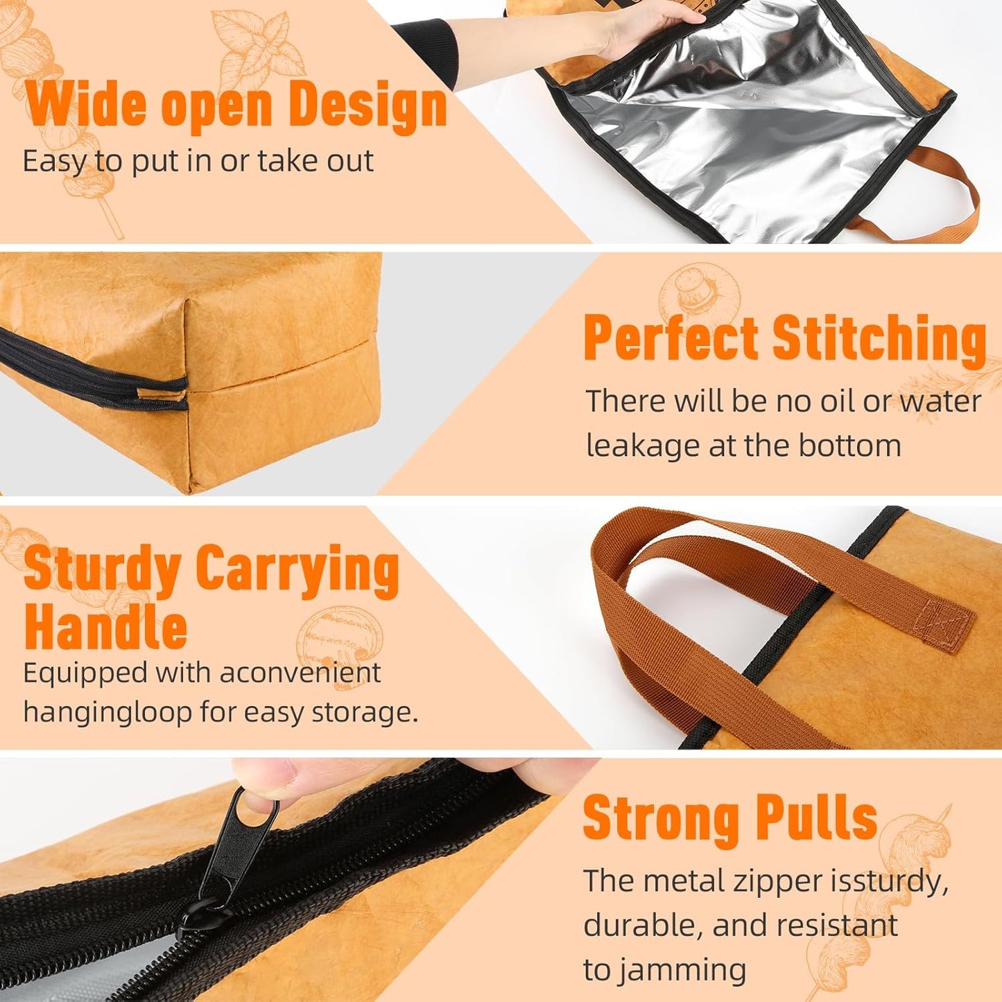 BBQ Blanket for Resting Meat,Smoker Meat Resting Blanket, Reusable Smoker Grilling Meat Insulated Resting Bag with Wide Mouth for Large Brisket/Beef/Pork Shoulders/Turkeys (BBQ Blanket 21in)