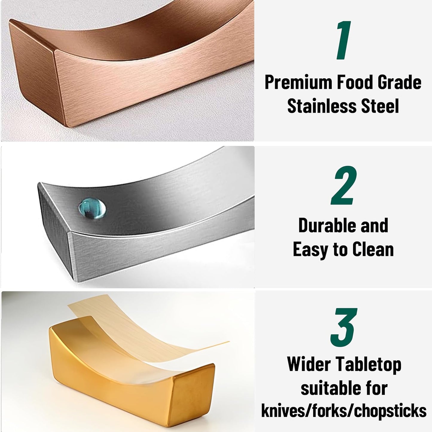 MyLifeUNIT Stainless Steel Chopsticks Rest, Knife Rest and Chopsticks Holder, Set of 4 (Black)