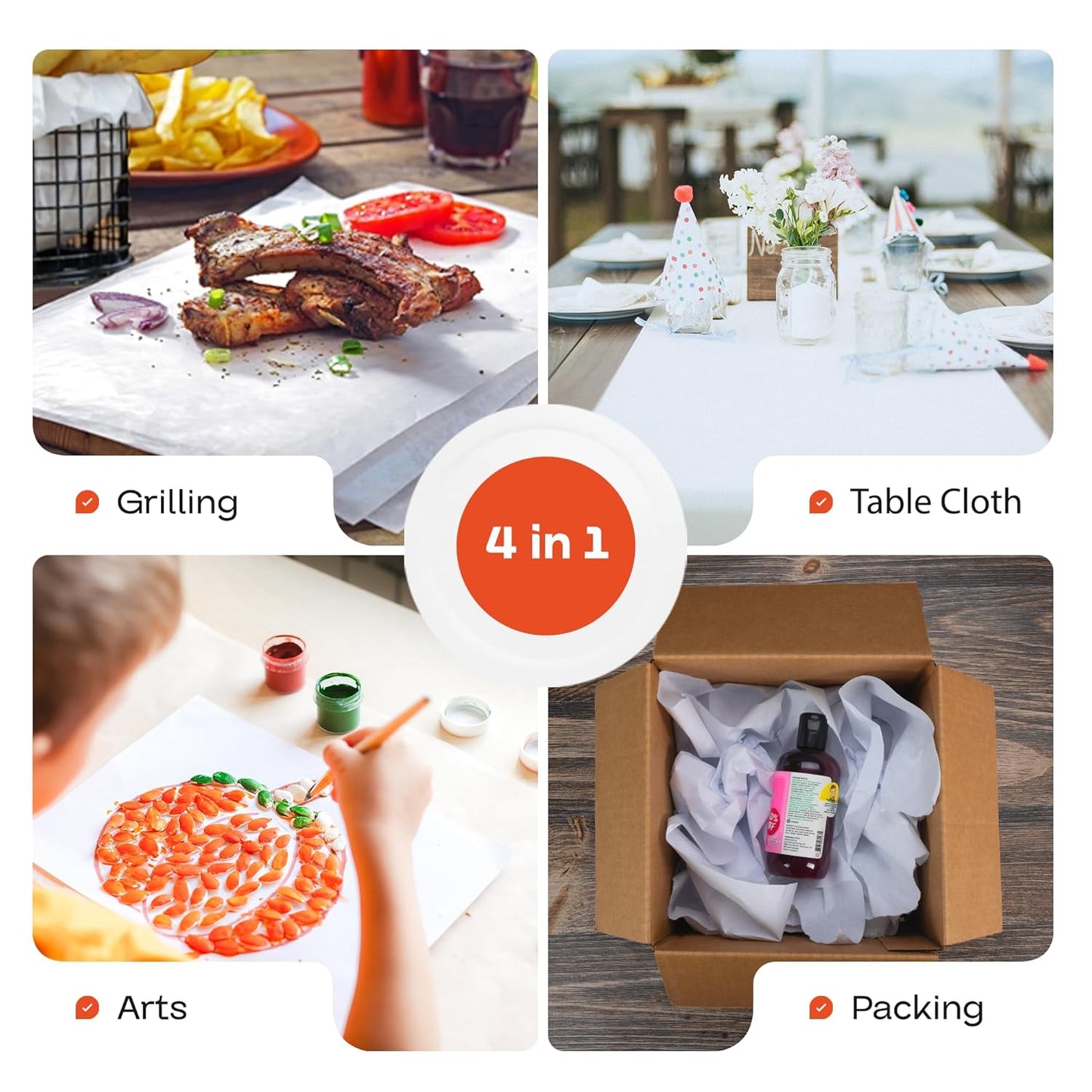 White Butcher Paper 18" x 2160" (180 feet) - USA-Made Natural Butcher Paper Roll for Meat and Fish - Uncoated, Unwaxed & Food-Grade Material for Smoker, Grilling & BBQ by IDL Packaging