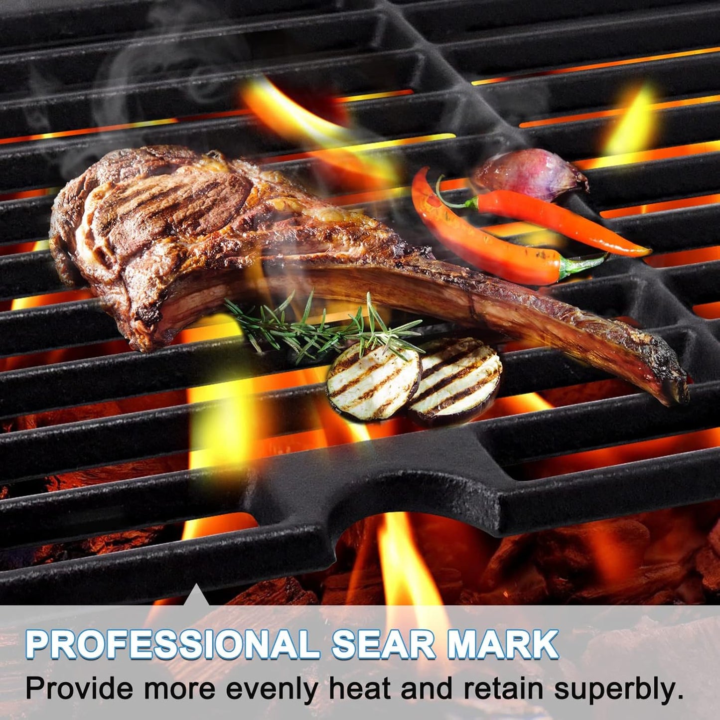 Adviace 18 Inch Cast Iron Grill Grates for Charbroil Performance 463243518, 463275517, 463243519, 463274419, 463274819. Cooking Grid Grates for Char-Broil Grill Replacement Parts