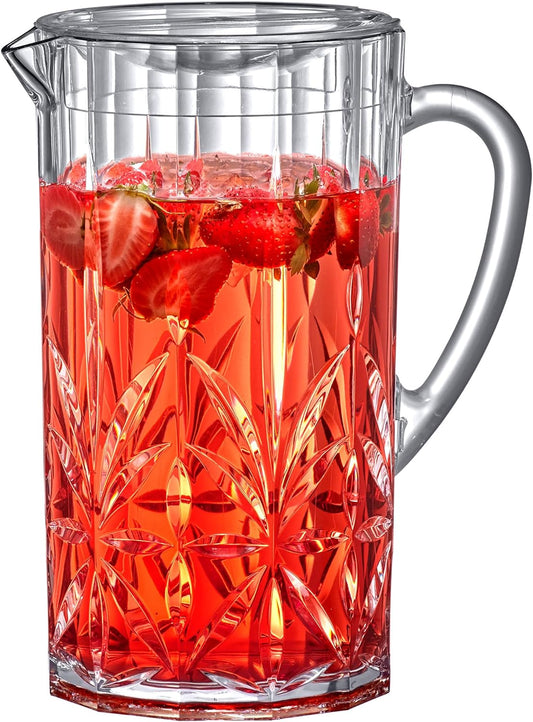 Amazing Abby - Stately - Acrylic Pitcher (80 oz), Clear Plastic Water Pitcher with Lid, Fridge Jug, BPA-Free, Shatter-Proof, Great for Iced Tea, Sangria, Lemonade, Juice, Milk, and More