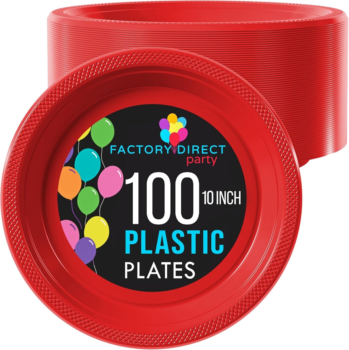 Exquisite Party Solids Red Plastic Plates For Party 10" Red Disposable Plates Heavy Duty Supplies 100 Pcs Plastic Dinnerware Sets Heavy Duty 350 GSM Disposable Dinnerware Set