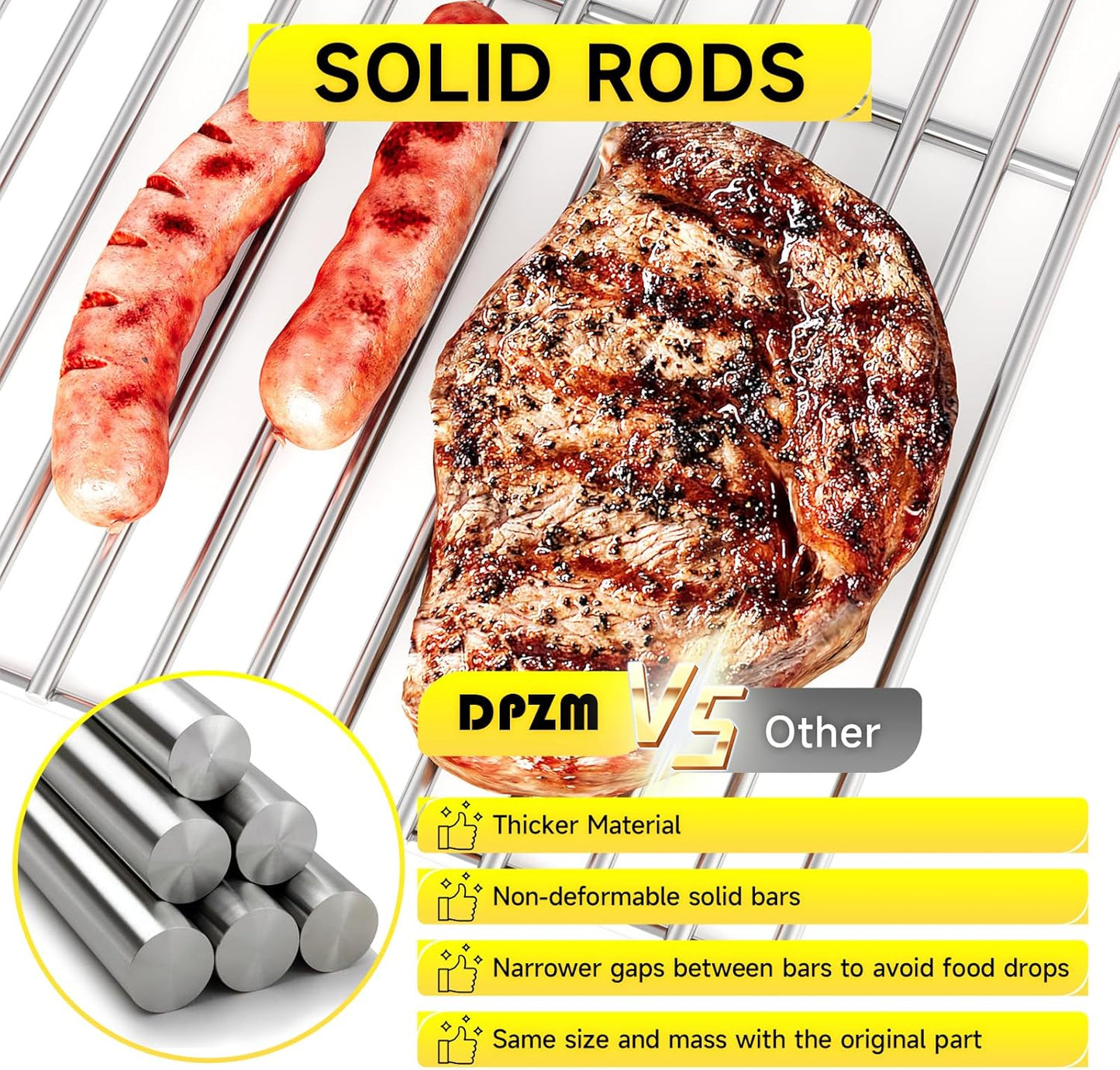 17 inch Stainless Steel Cooking Grates for Home Depot Nexgrill 720-0830H, 720-0830D, 720-0783E, 720-0783C, Heavy Duty Grill Replacement Parts for Kenmore Uniflame GBC981, 2 Pack