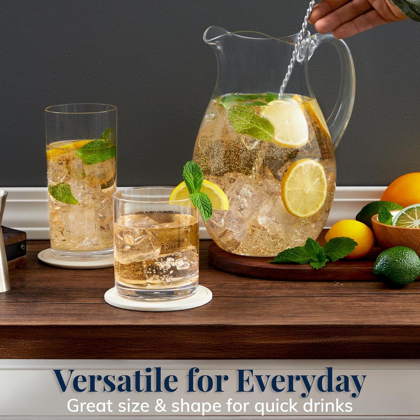 US Acrylic 72oz Acrylic Clear Acrylic Pitcher with Lid, Reusable, BPA-free, Indoor and Outdoor Pitcher for Water, Lemonade, Juice, and Soda Pop