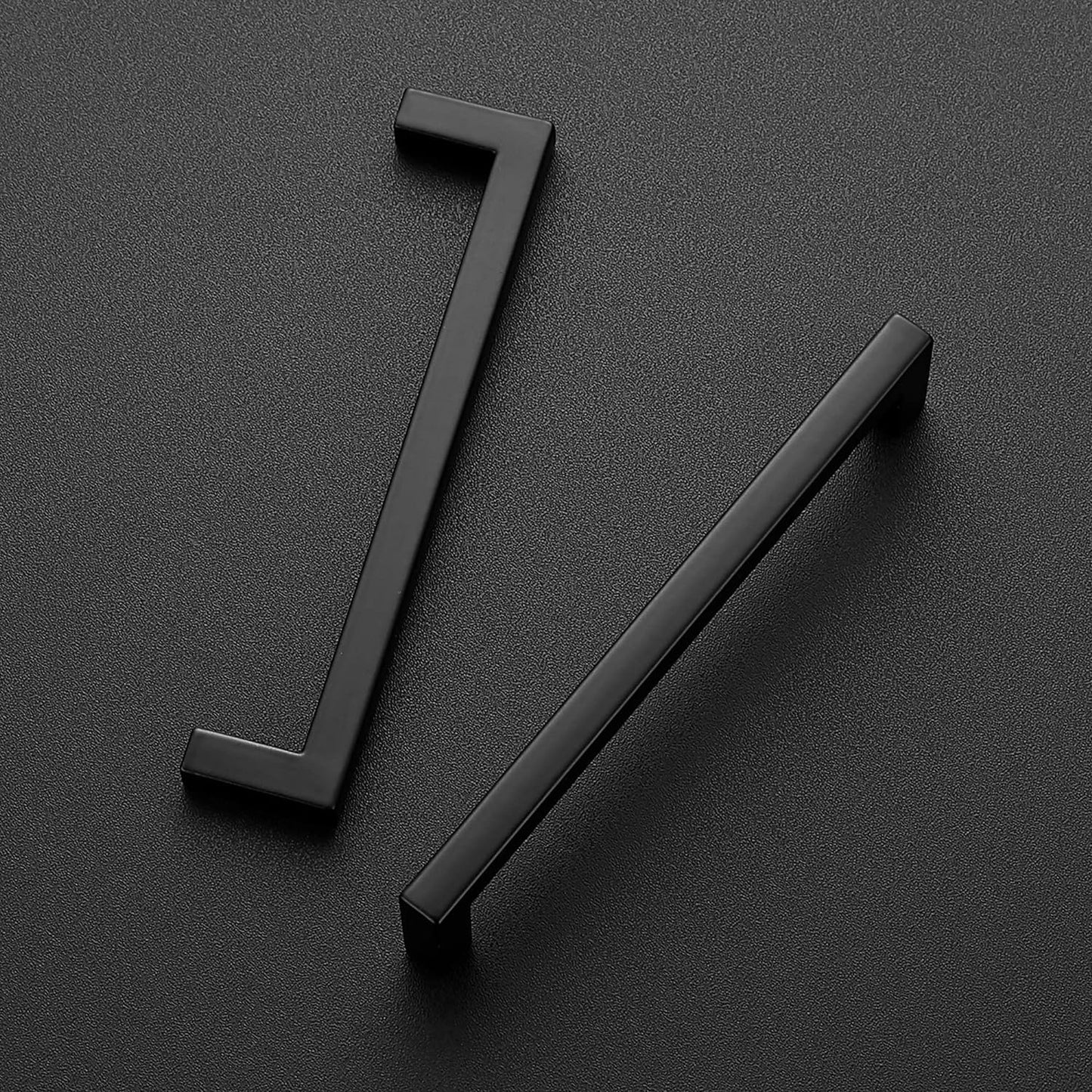 Ravinte 25 Pack 5 Inch Hole Center Solid Slim Square Pulls Matte Black Kitchen Cabinet Handles Square Bar Drawer Handles Flat Black Drawer Pulls for Cupboard Dresser and Cabinets